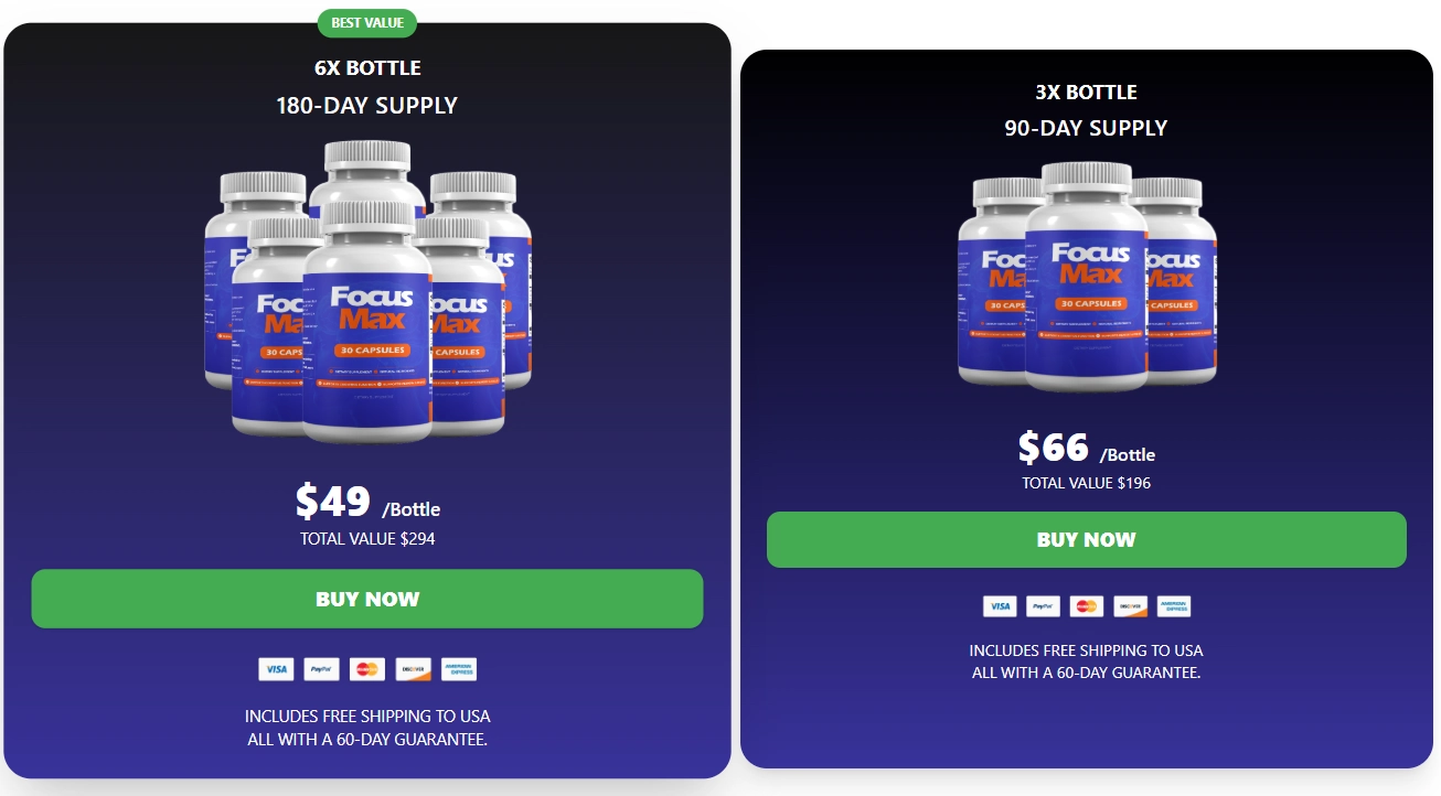 FocusMax supplement pricing packages and order options